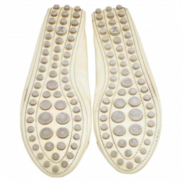 Louis Vuitton Cream Patent Leather Oxford Ballet Flats Size 39.5 2