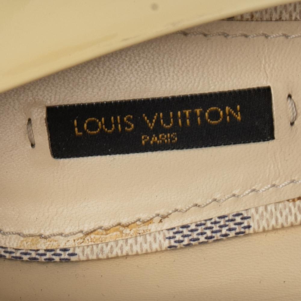Louis Vuitton Cream Patent Leather Peep Toe Pumps Size 38.5 In Good Condition In Dubai, Al Qouz 2