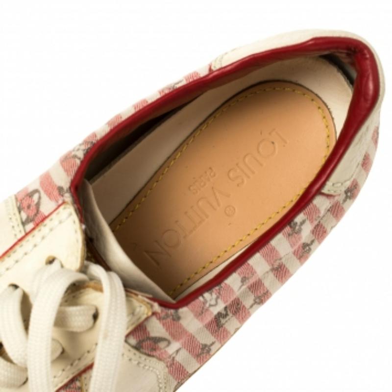Louis Vuitton Cream /Red  Monogram Canvas And Leather  Sneakers Size 39 en venta 1
