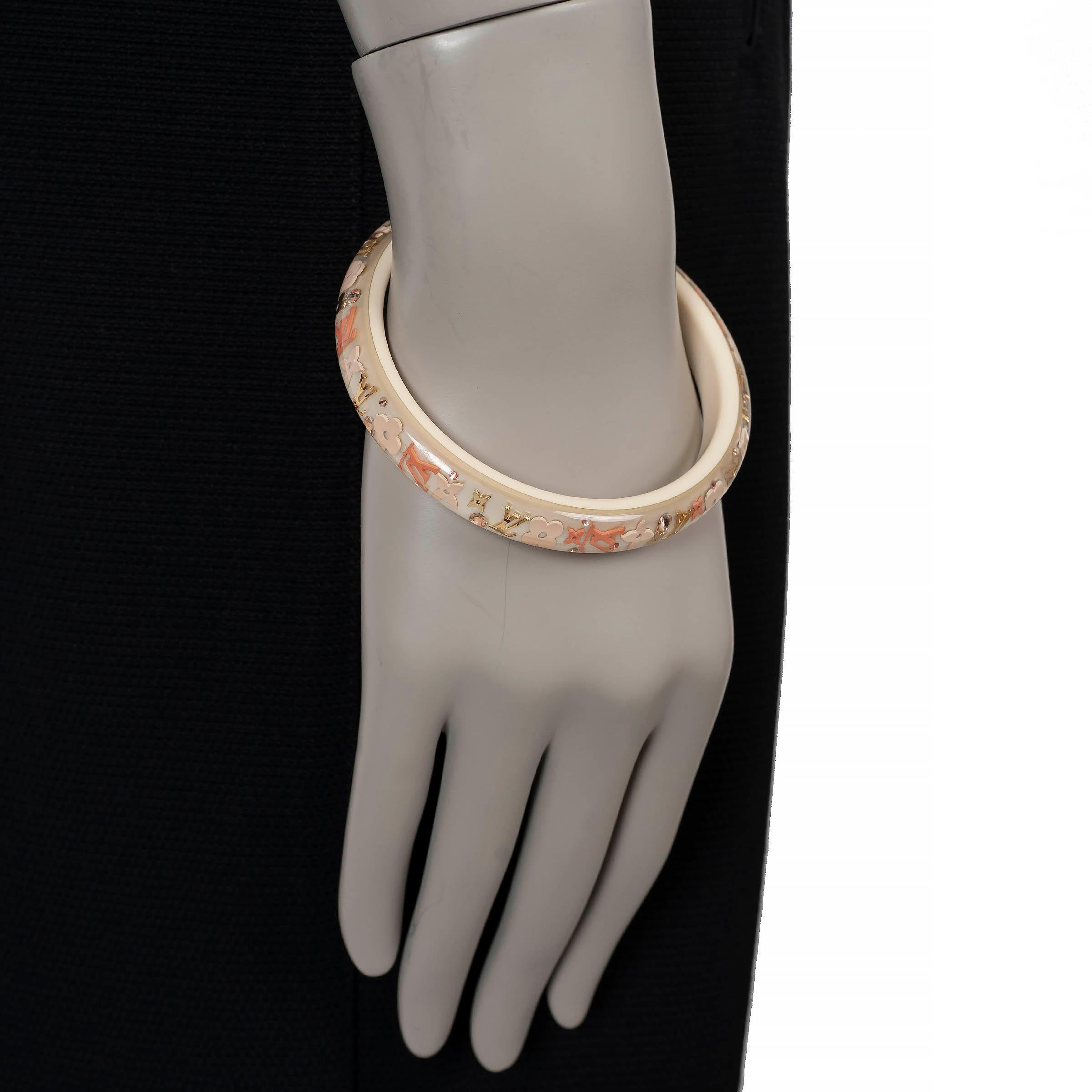 LOUIS VUITTON cream resin INCLUSION MONOGRAM NARROW Bangle Bracelet en Excelente estado para la venta en Zürich, CH