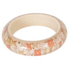 LOUIS VUITTON cream resin INCLUSION MONOGRAM WIDE Bangle Bracelet