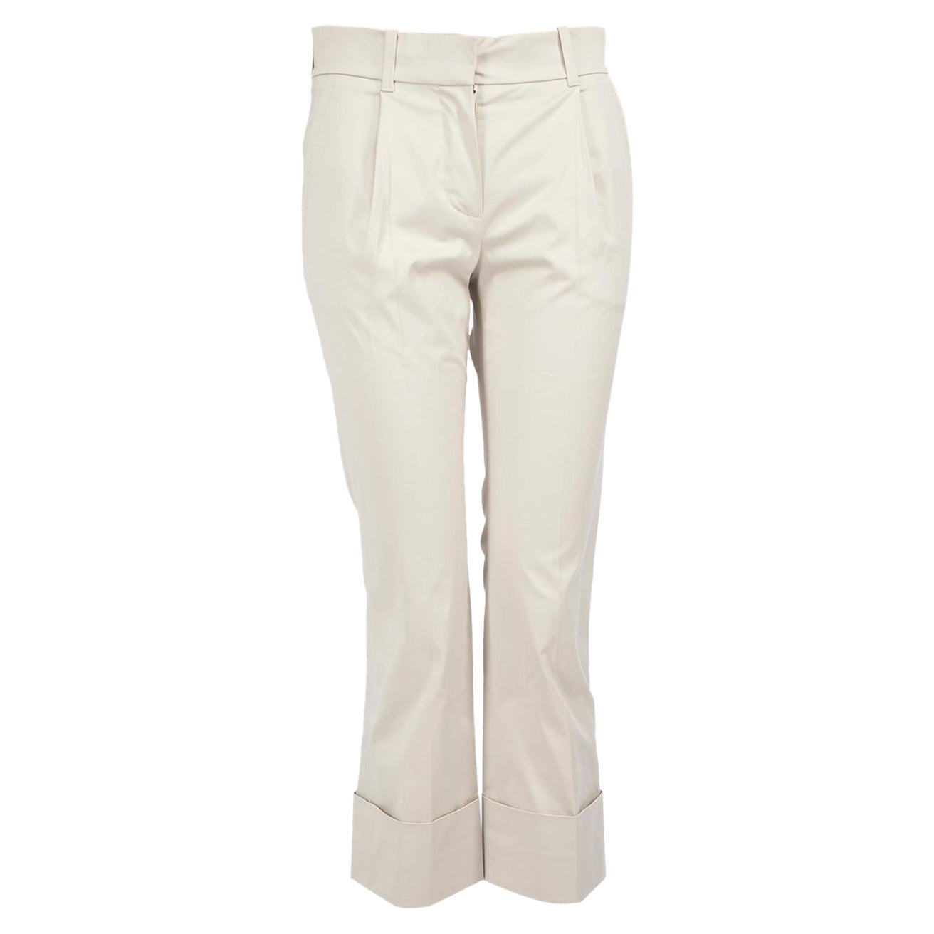 Louis Vuitton Cream Straight Leg Trousers Size XS