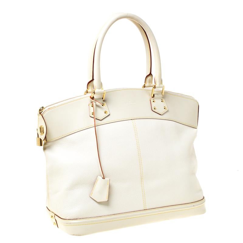 Beige Louis Vuitton Cream Suhali Leather Lockit GM Bag
