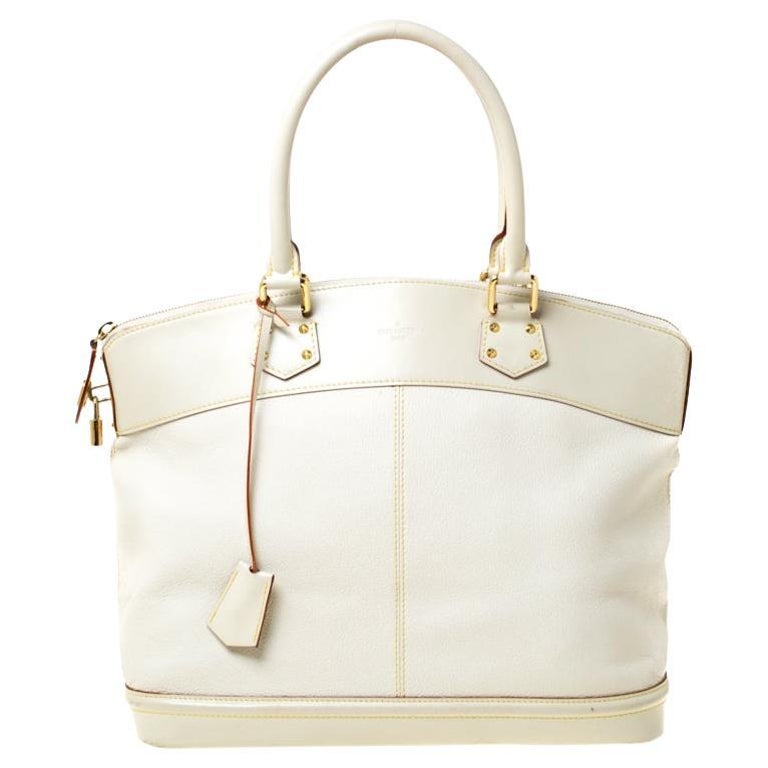 Louis Vuitton Suhali Lockit MM Handbag in White Leather