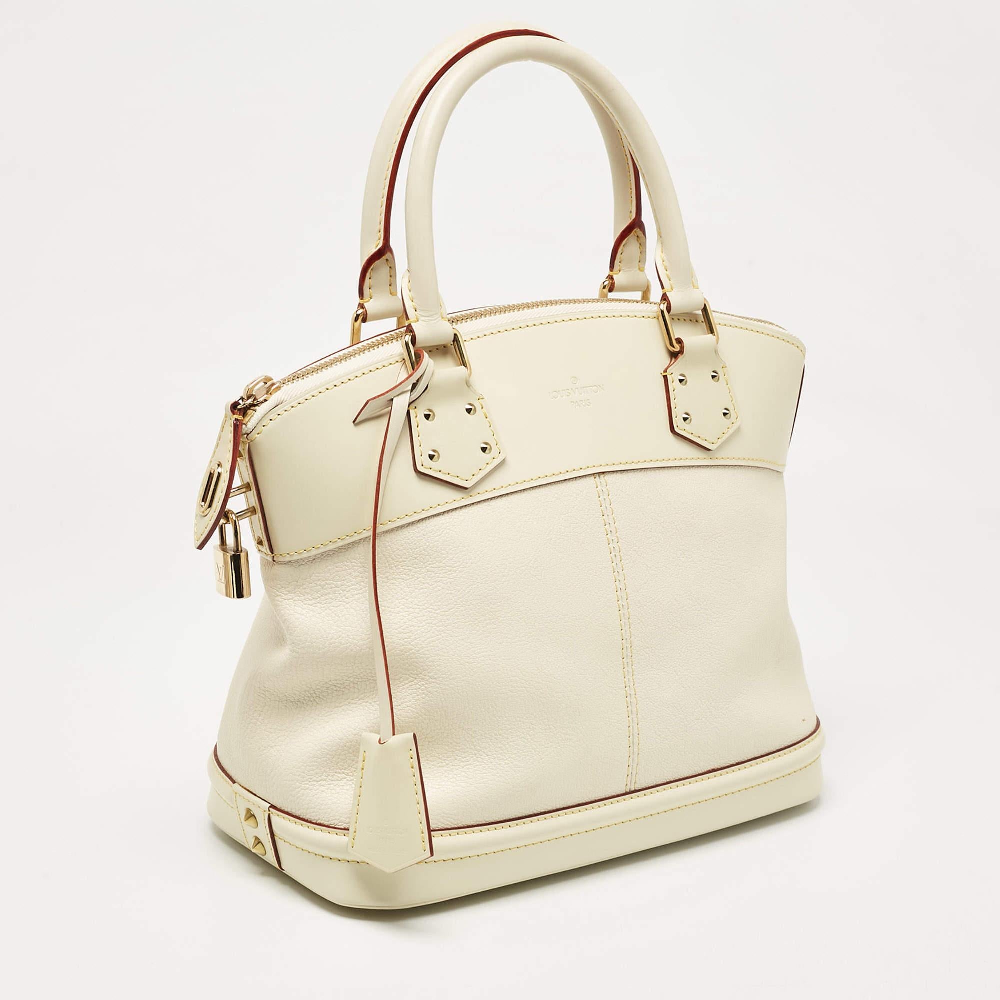 White Louis Vuitton Cream Suhali Leather Lockit PM Bag