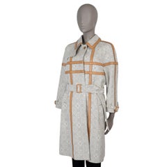 LOUIS VUITTON cream taupe 2022 SINCE 1954 LEATHER TRIM TRENCH Coat Jacket 38 S