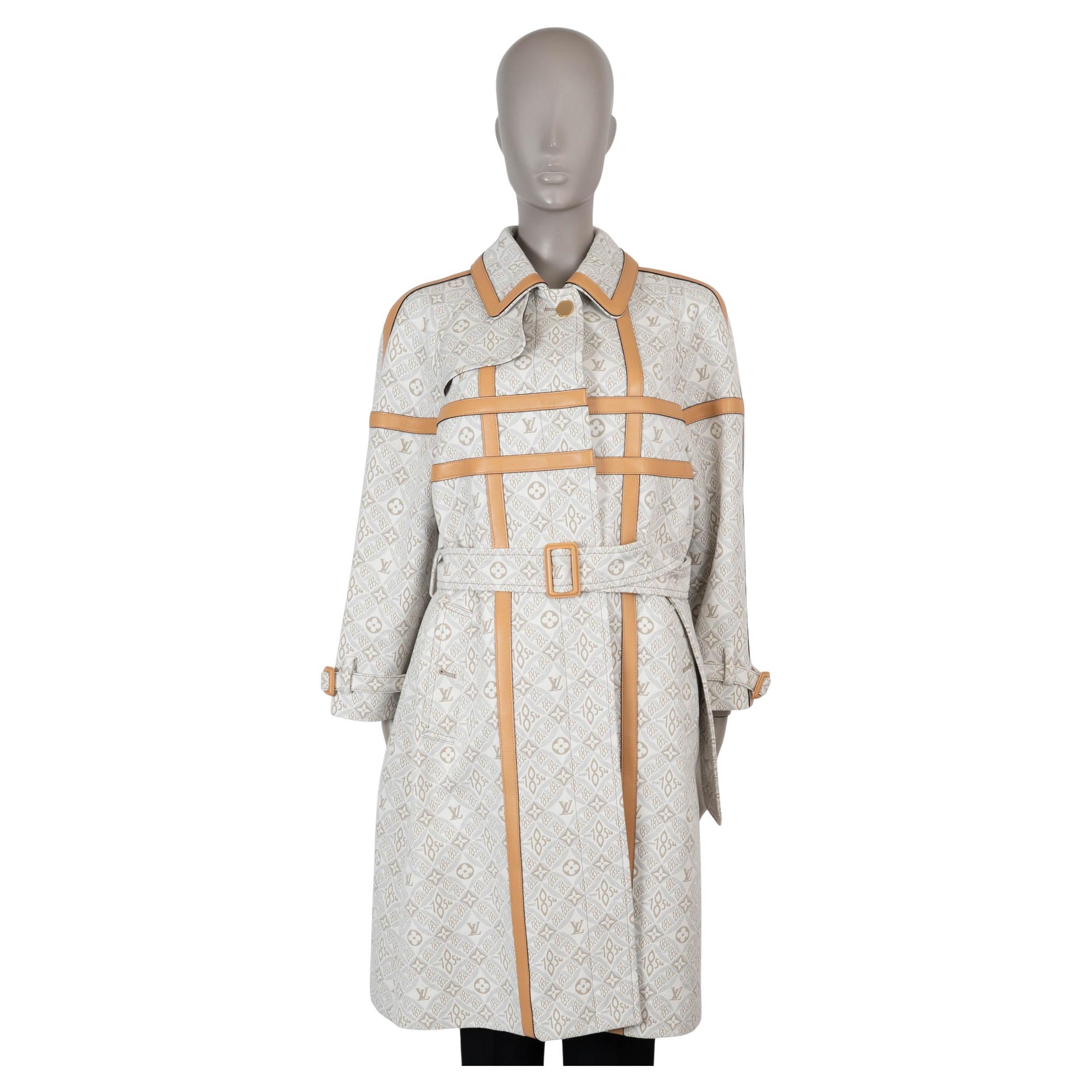 LOUIS VUITTON Creme Taupe 2022 SINCE 1954 LEATHER TRIM TRENCH Mantel Jacke 38 S