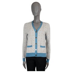 LOUIS VUITTON cream taupe blue silk 2022 1854 CONTRAST TRIM Cardigan Sweater M