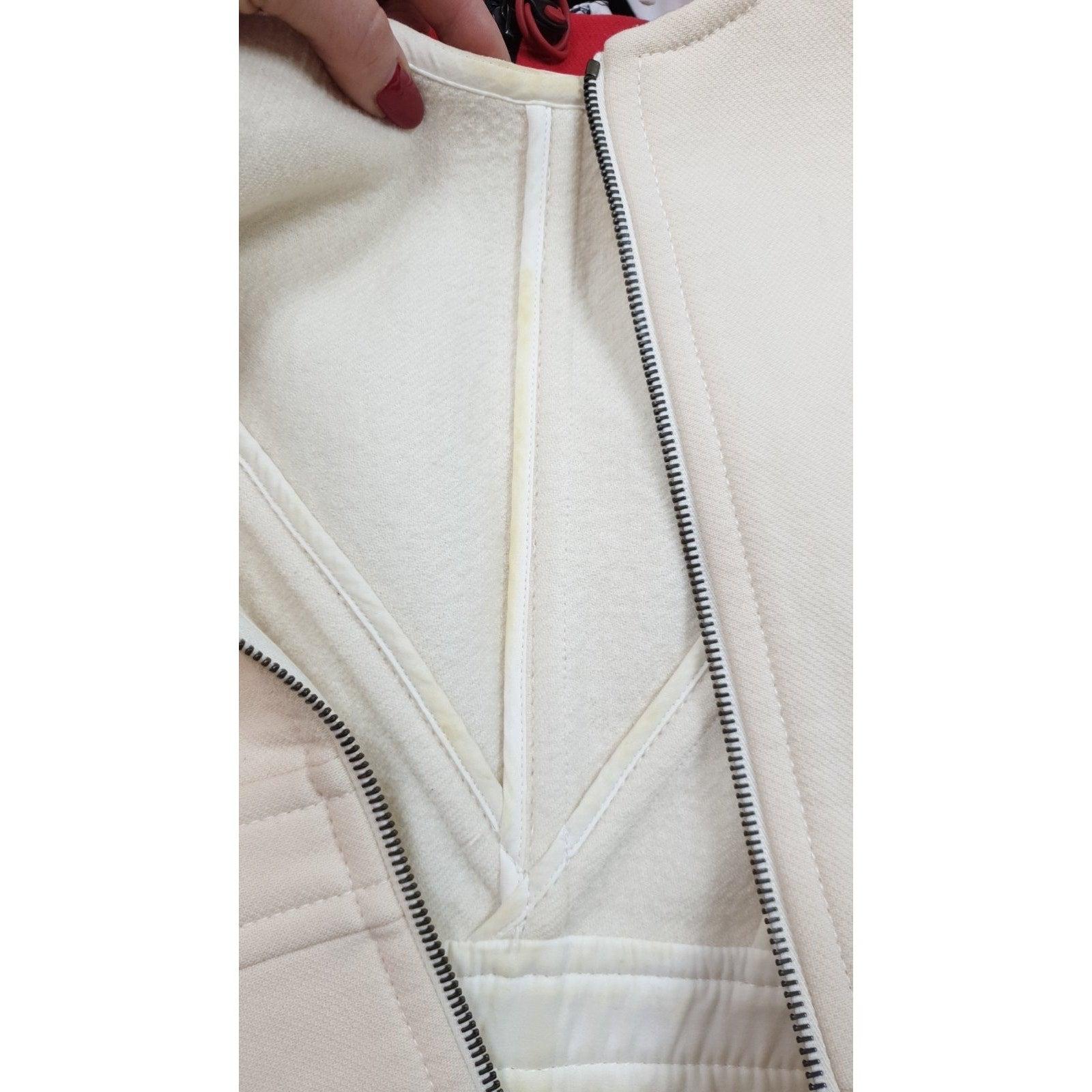 LOUIS VUITTON  Knielanges Kleid aus cremefarbener Wolle in A-Linie Sz.36 im Angebot 1