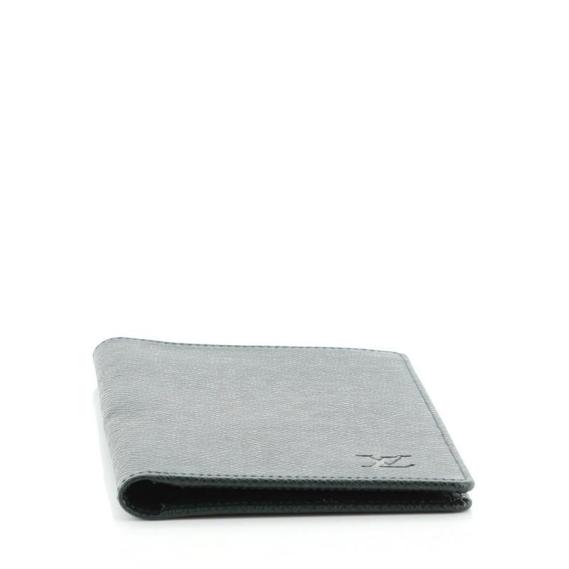 Black Louis Vuitton Credit Card Wallet Taiga Leather Long