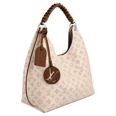 Louis Vuitton Crème Beige Mahina perforated calf leather Carmel Hobo bag