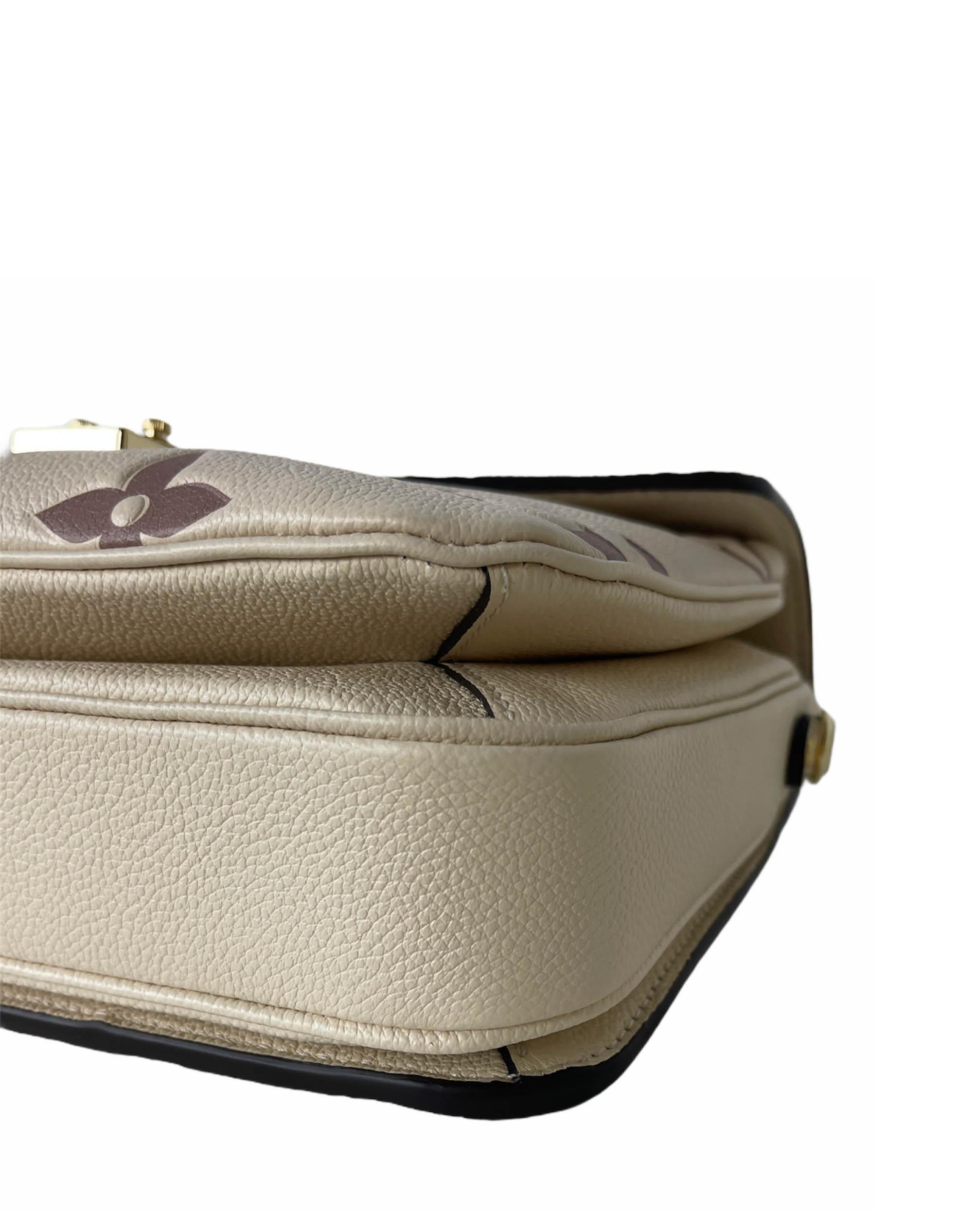 Beige Louis Vuitton Creme Bois De Rose Empreinte Monogram Pochette Metis Bag