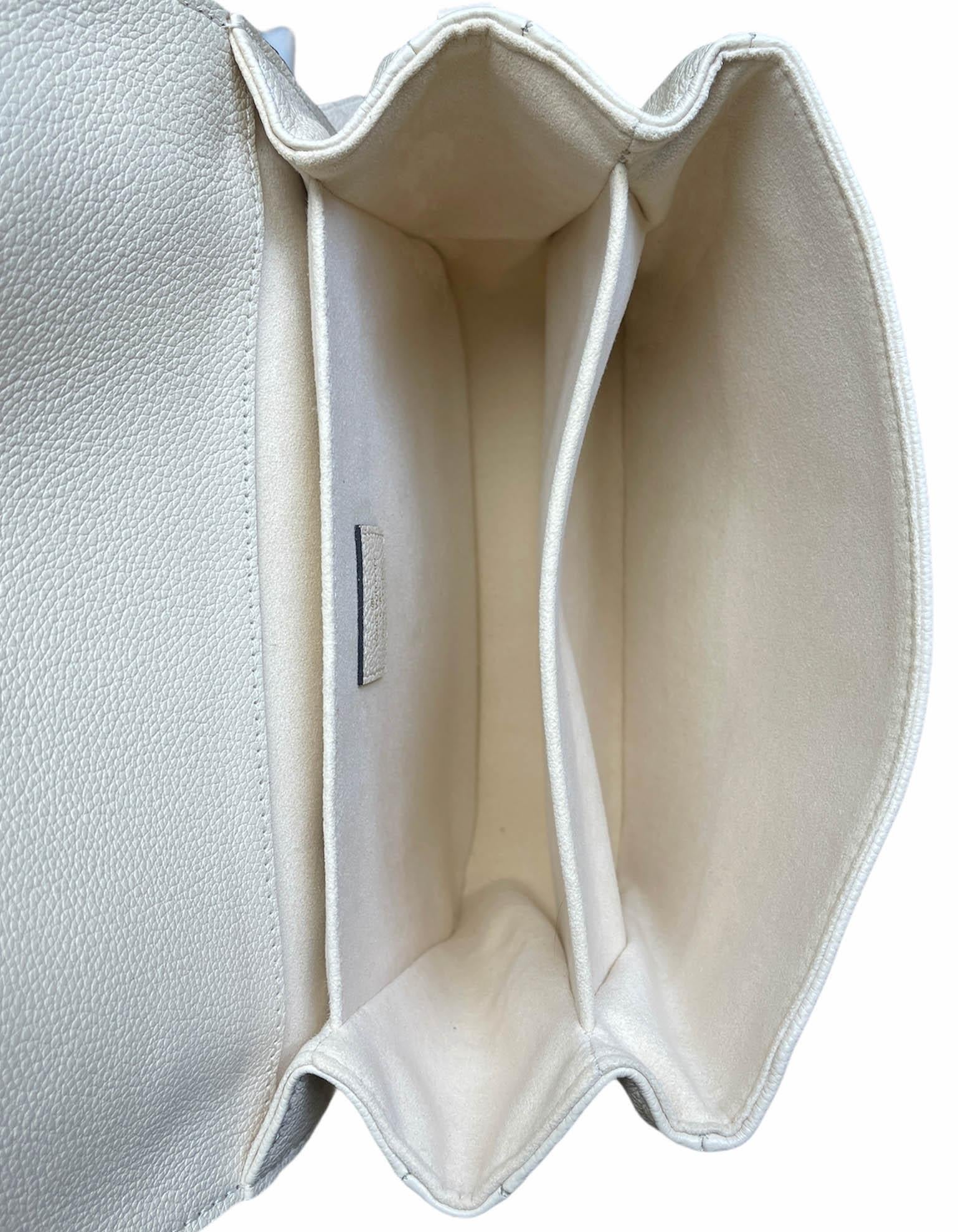 Louis Vuitton Creme Bois De Rose Empreinte Monogram Pochette Metis Bag In New Condition In New York, NY