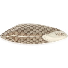 Gucci Vintage Cream GG Monogram Canvas Medium New Britt Hobo
