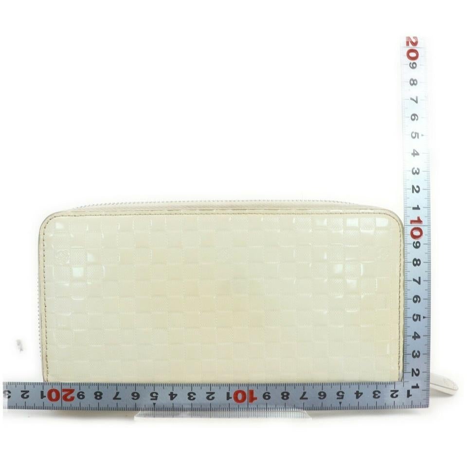 Louis Vuitton Creme Ivory Shiny Calfskin Damier Facette Zippy Wallet 861959 2
