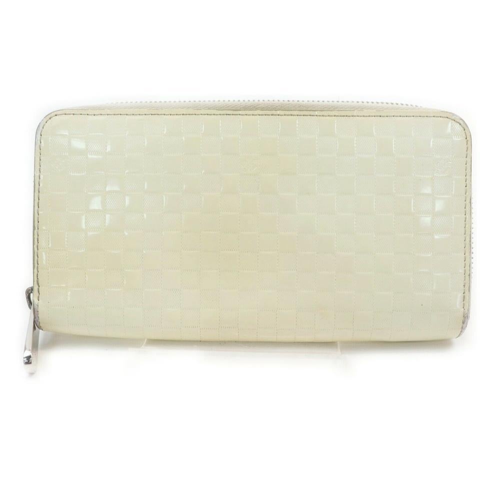 Louis Vuitton Creme Ivory Shiny Calfskin Damier Facette Zippy Wallet 861959 1