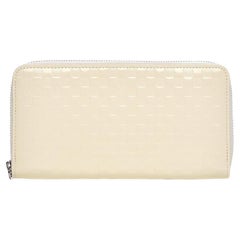 Louis Vuitton Creme Ivory Shiny Calfskin Damier Facette Zippy Wallet 861959