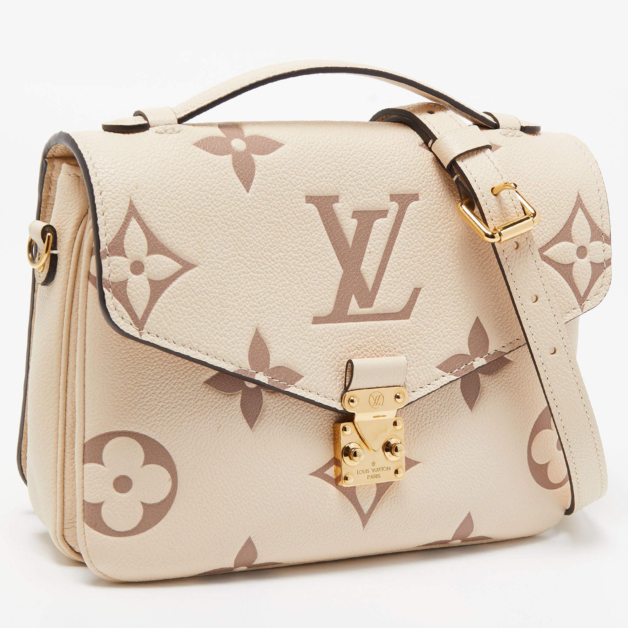 Women's Louis Vuitton Creme Monogram Empreinte Leather Giant Pochette Metis Bag