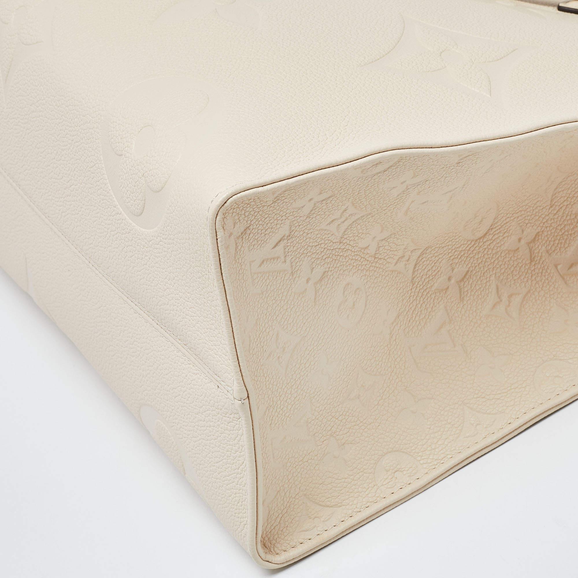 Louis Vuitton Creme Monogram Empreinte Leather Onthego GM Bag 3