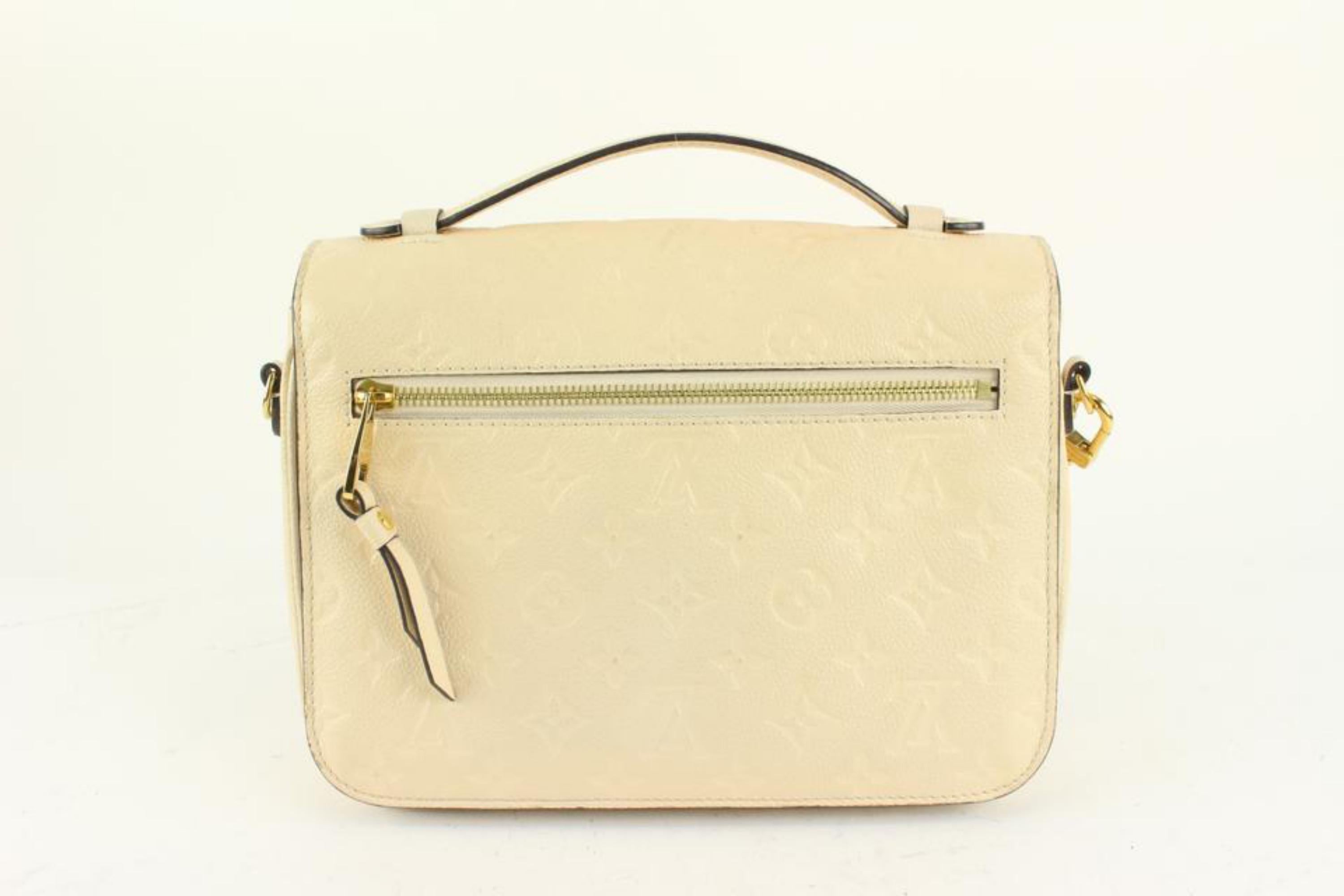Women's Louis Vuitton Creme Monogram Empreinte Leather Pochette Metis Crossbody Bag 112L