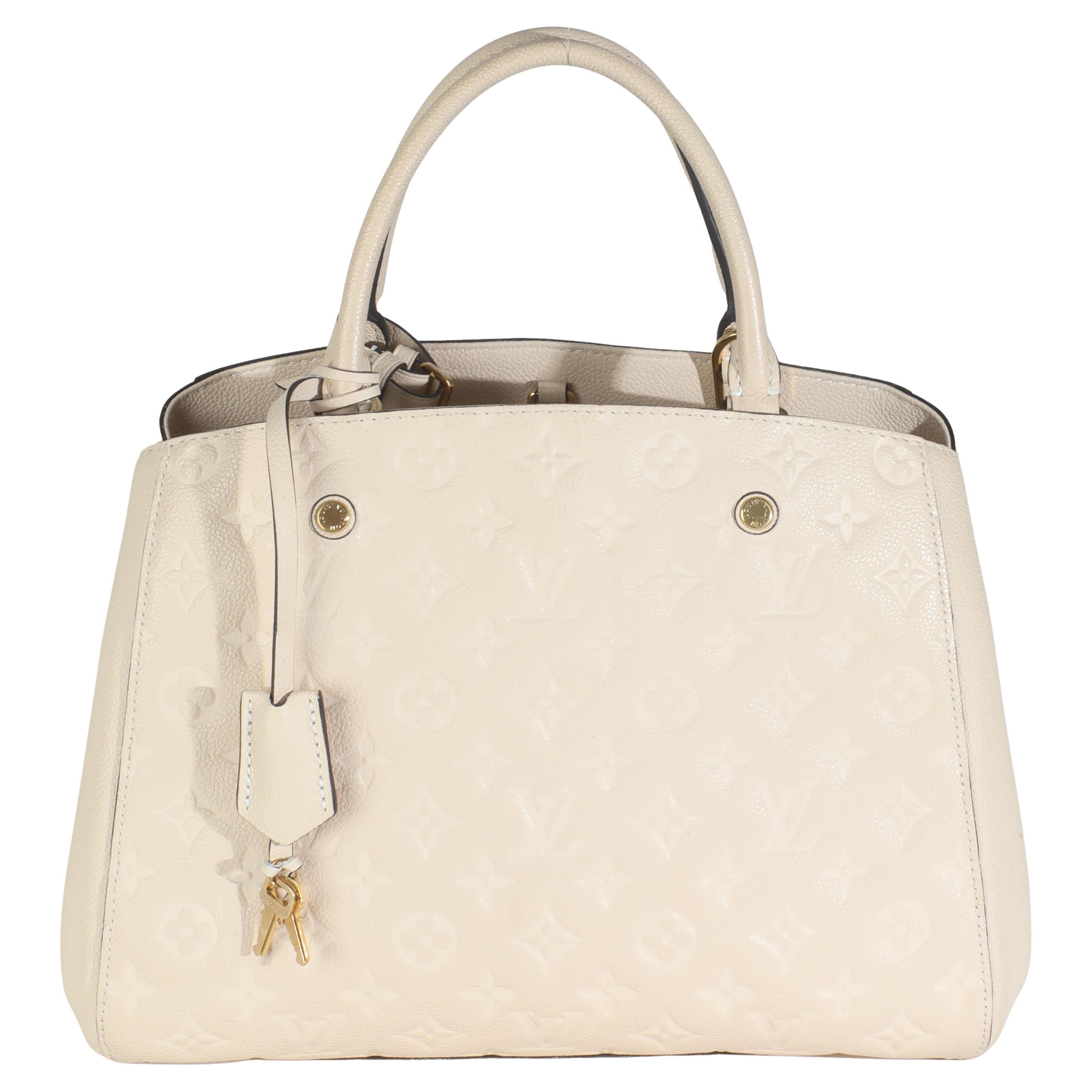 Louis Vuitton Creme Monogram Empreinte Montaigne MM For Sale