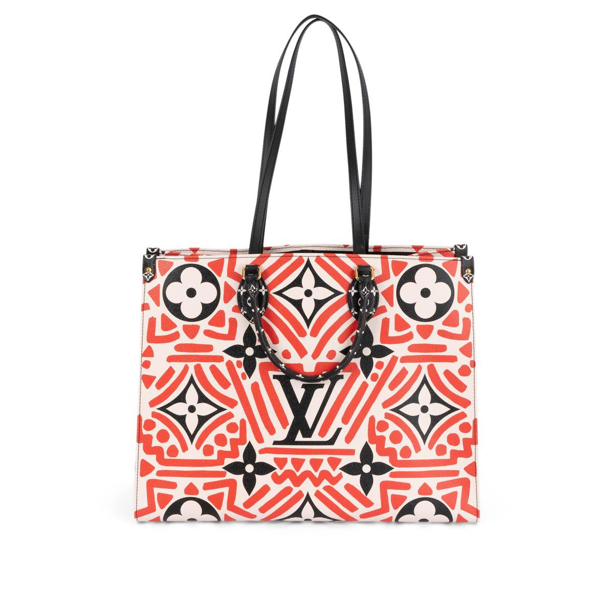 LOUIS VUITTON creme & red Monogram Giant 2020 CRAFTY ONTHEGO GM Tote Bag 1