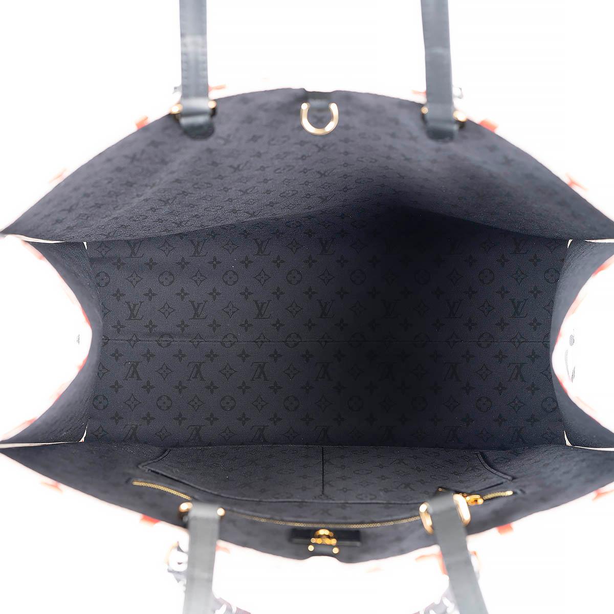 LOUIS VUITTON creme & red Monogram Giant 2020 CRAFTY ONTHEGO GM Tote Bag 4