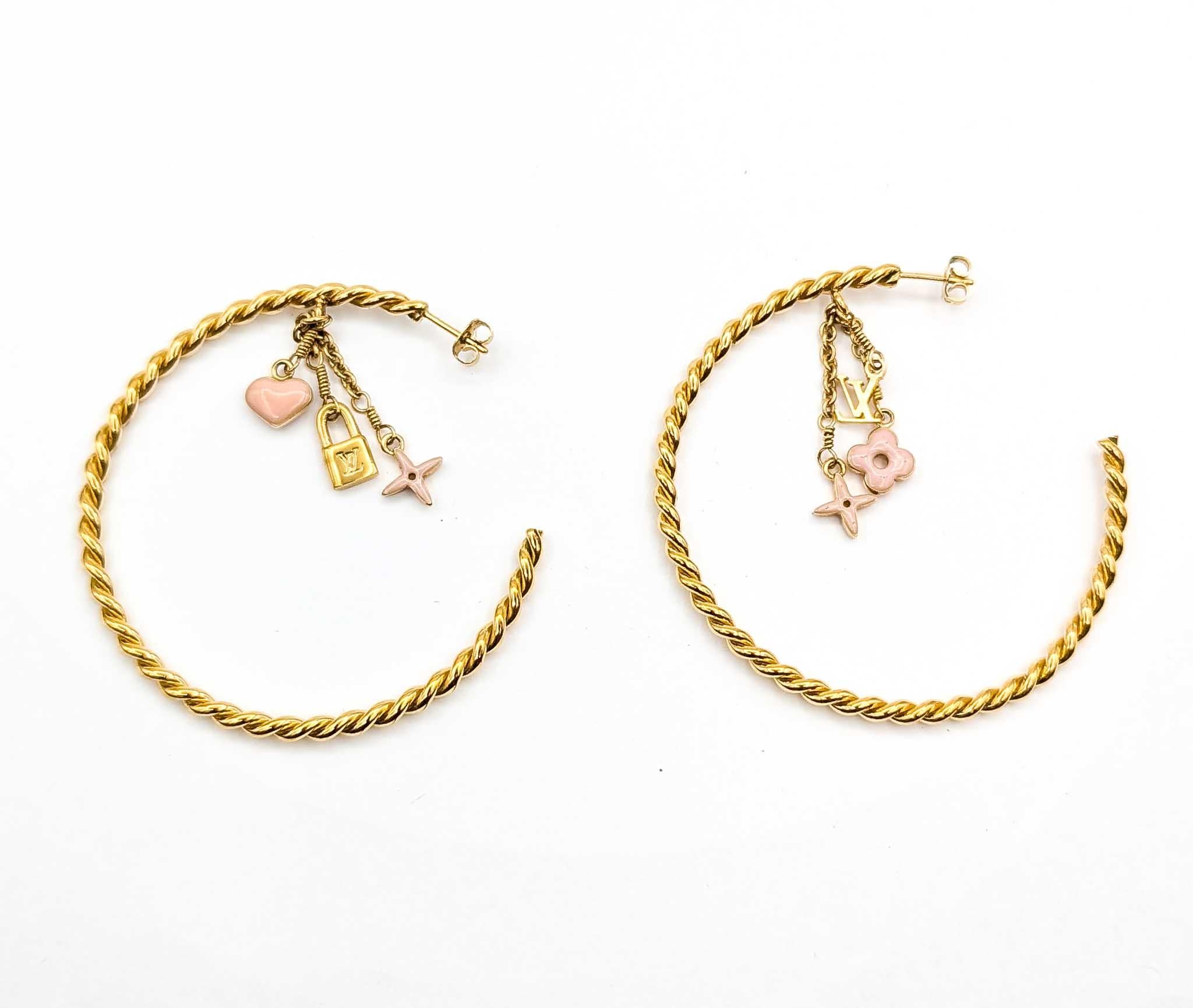 Louis Vuitton Creole Sweet Monogram Earrings In Excellent Condition For Sale In Bloomington, MN