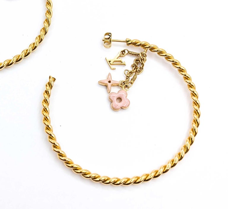 Louis Vuitton Creole Sweet Mono Pastel Earrings Louis Vuitton Creole Sweet Monogram Hoop Earrings Gold Pink  main image 2