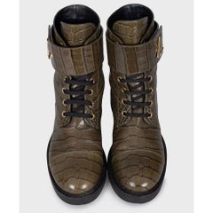 Louis Vuitton Crocodile Print Lambskin Leather Boots - Size 38