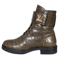 Louis Vuitton Crocodile Print Lambskin Leather Boots - Size 38