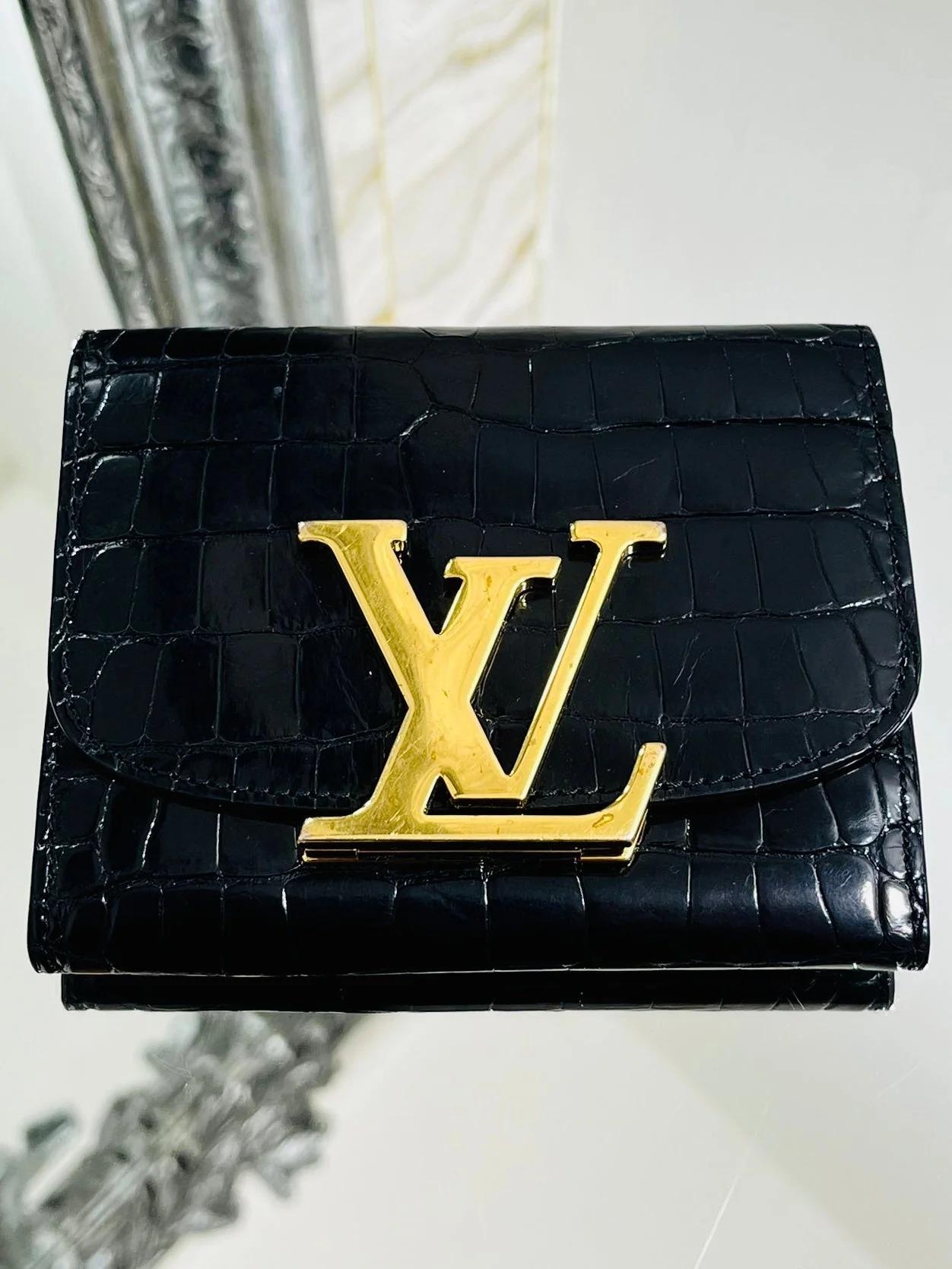 Black Louis Vuitton Crocodile Skin Capucines Compact Wallet For Sale
