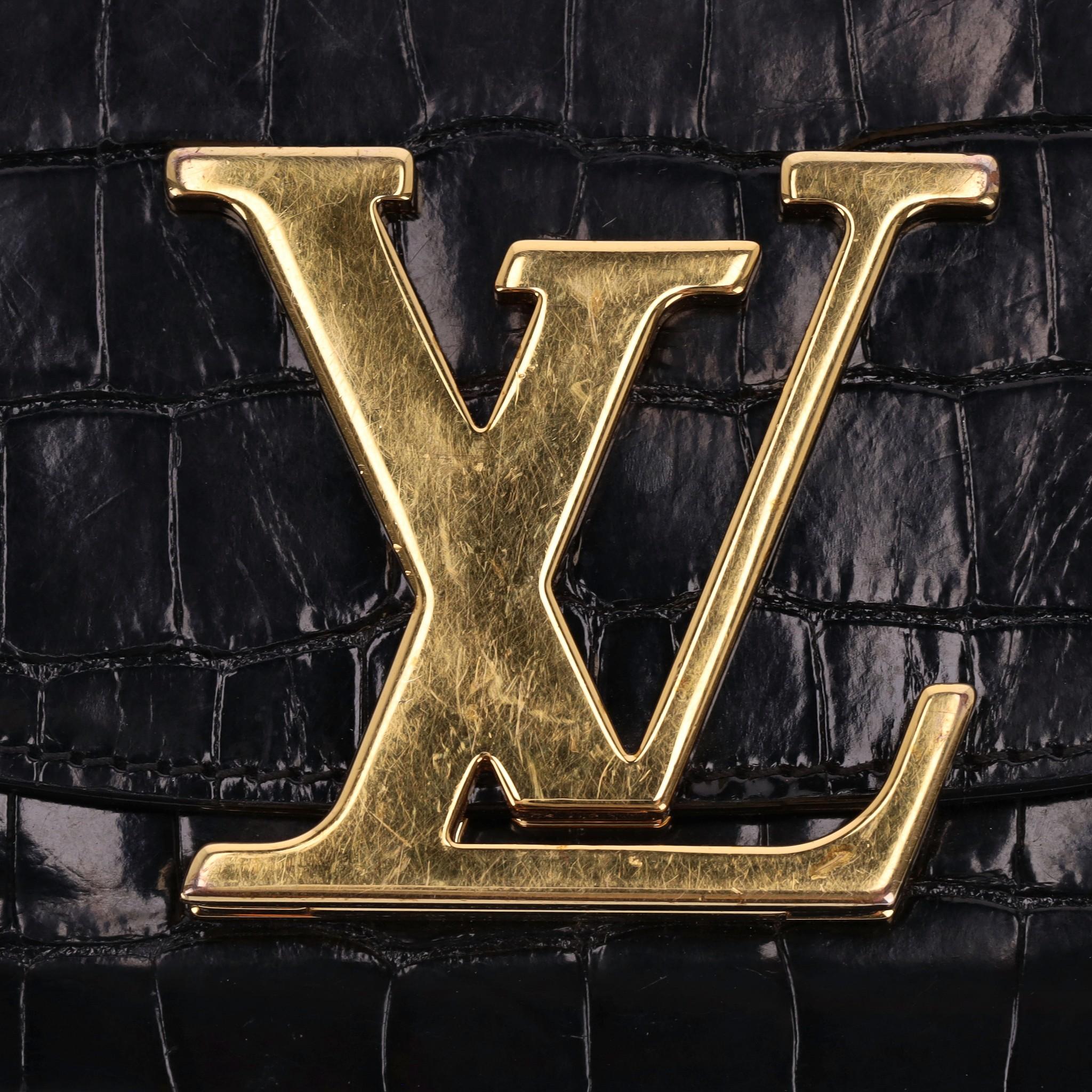 Black Louis Vuitton Crocodile Skin Capucines Compact Wallet For Sale