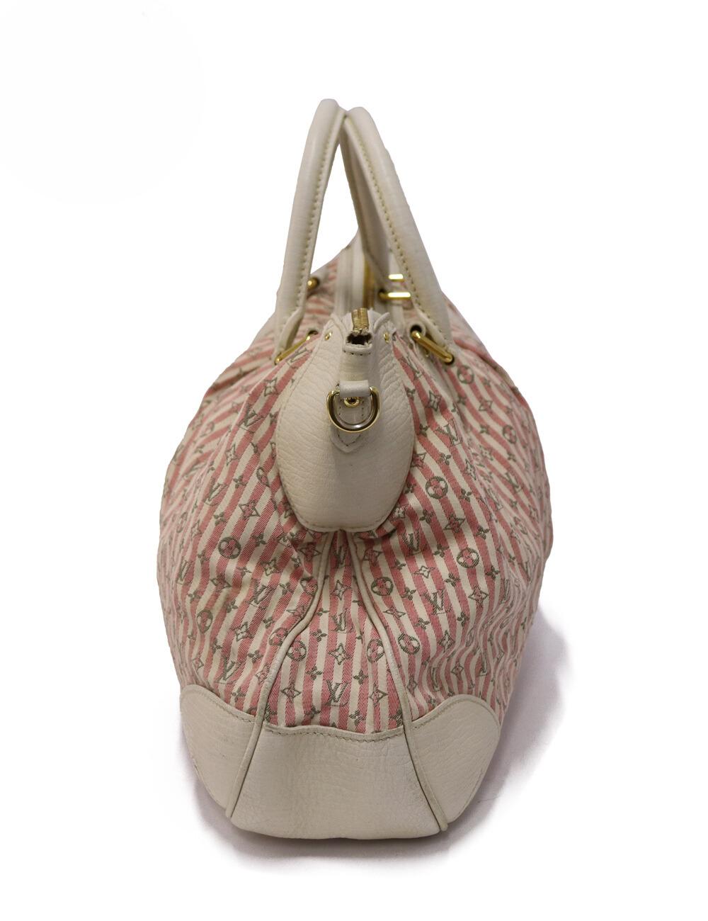 Louis Vuitton Croisette Marina Mini Lin Bag White and Pink Canvas, Features a double rigid handle, a removable shoulder strap and two interior slip pockets.

Material: Fabric and leather
Hardware: Gold
Height:  28cm
Width: 45cm
Depth: 14cm
Handle