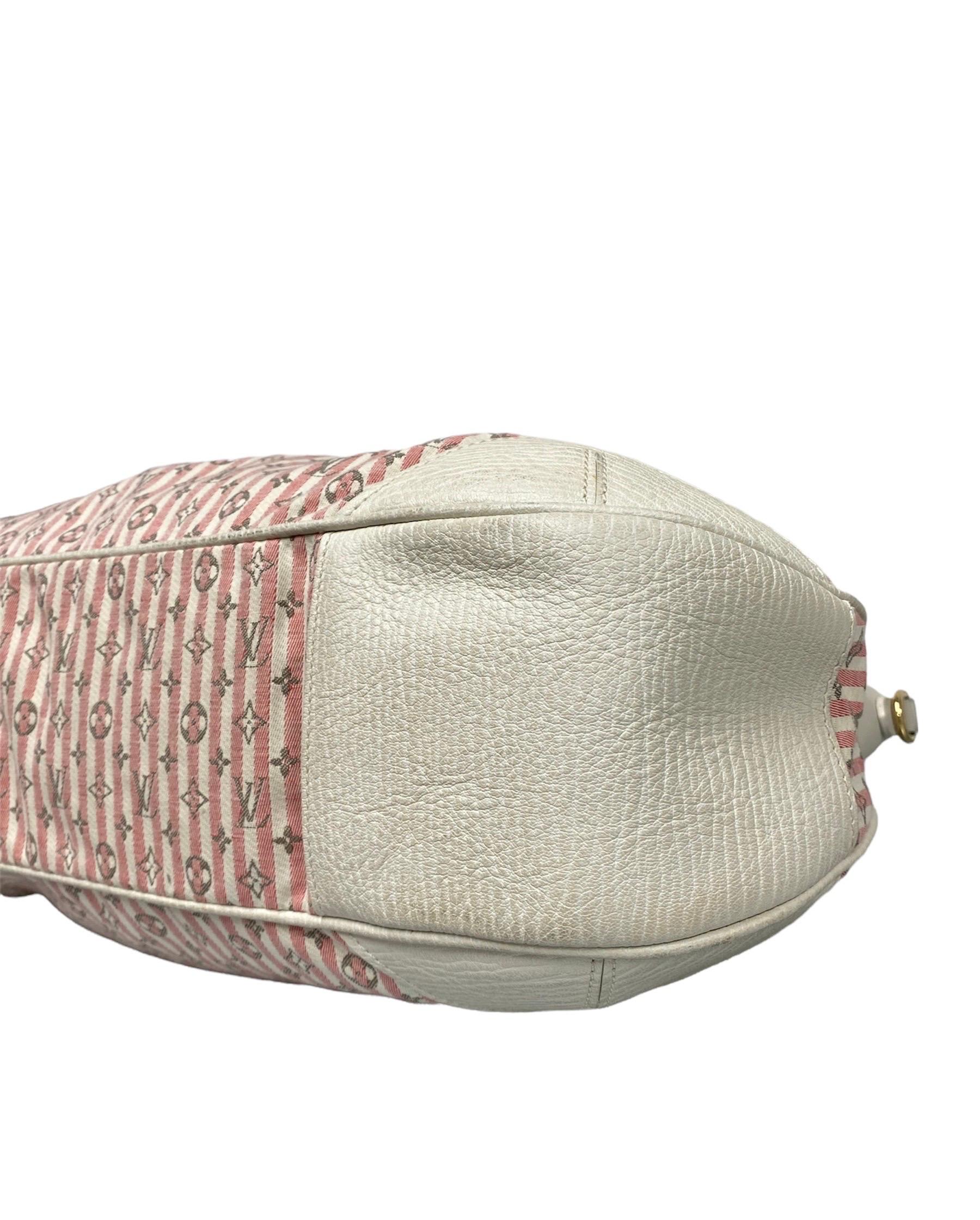Louis Vuitton  Croisette Marina Mini Lin Bag White and Pink Canvas In Good Condition In Torre Del Greco, IT
