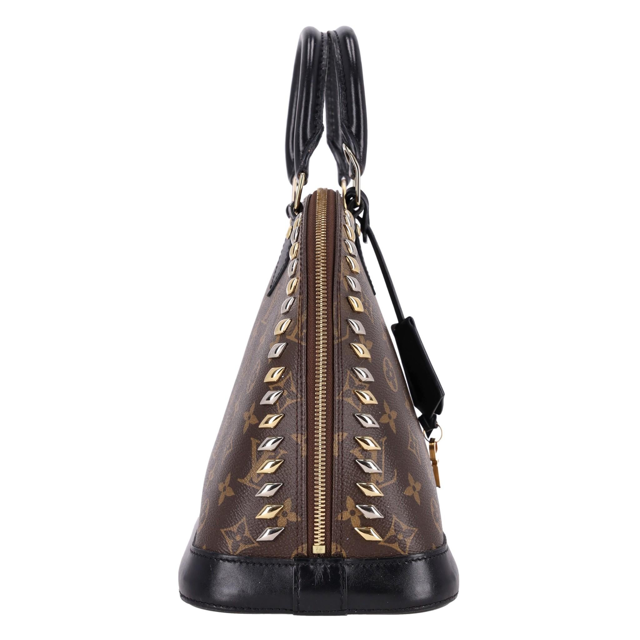 Black Louis Vuitton Cruise Runway Monogram Macassar Studded Alma Bag For Sale