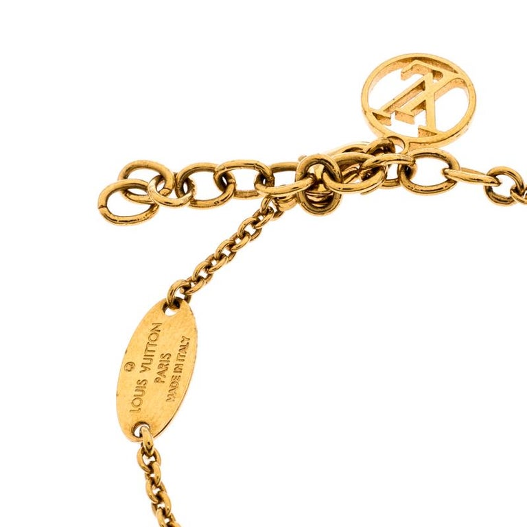 Louis Vuitton LV Iconic Tresor Bracelet Gold Metal & Zircon. Size One Size