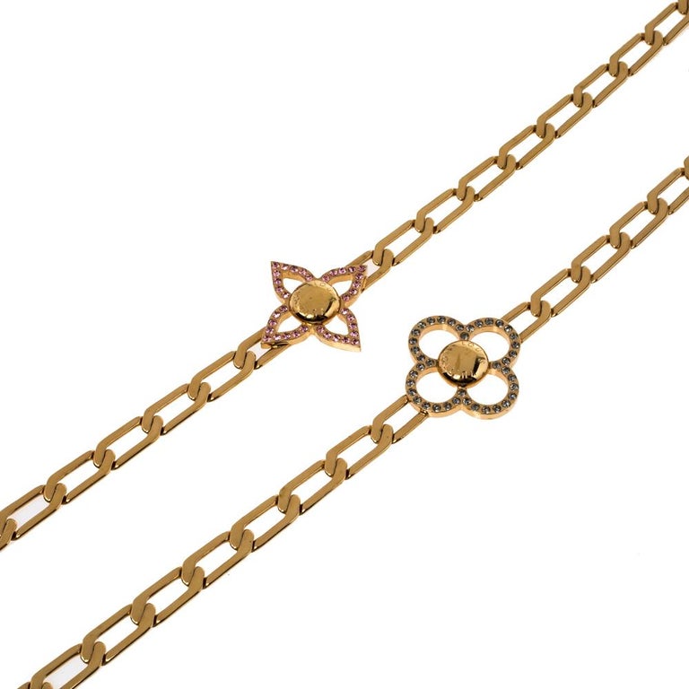 Louis Vuitton Gold Tone Monogram Flower Power Sautoir Necklace Louis Vuitton