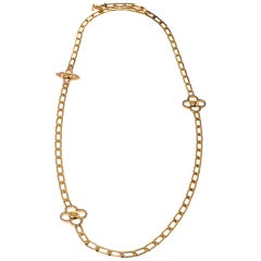 Louis Vuitton Style Enameled Fleur Long Layered Necklace