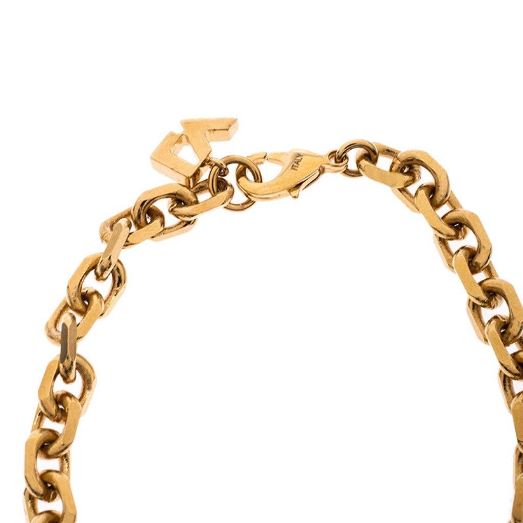 Louis Vuitton Crystal Love Letter Timeless Gold Tone Charm Bracelet In Good Condition In Dubai, Al Qouz 2