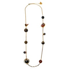 Louis Vuitton Crystal Resin & Wood Ball Charm Necklace