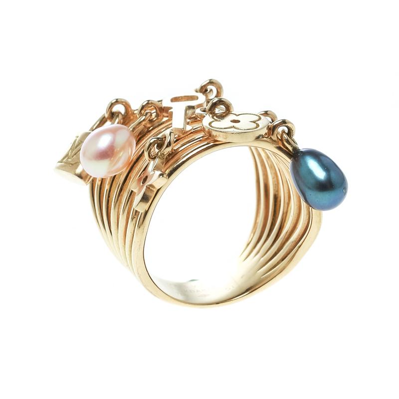 Louis Vuitton Gold And Cultured Pearl Charm Monogram Cocktail Ring  Available For Immediate Sale At Sotheby's