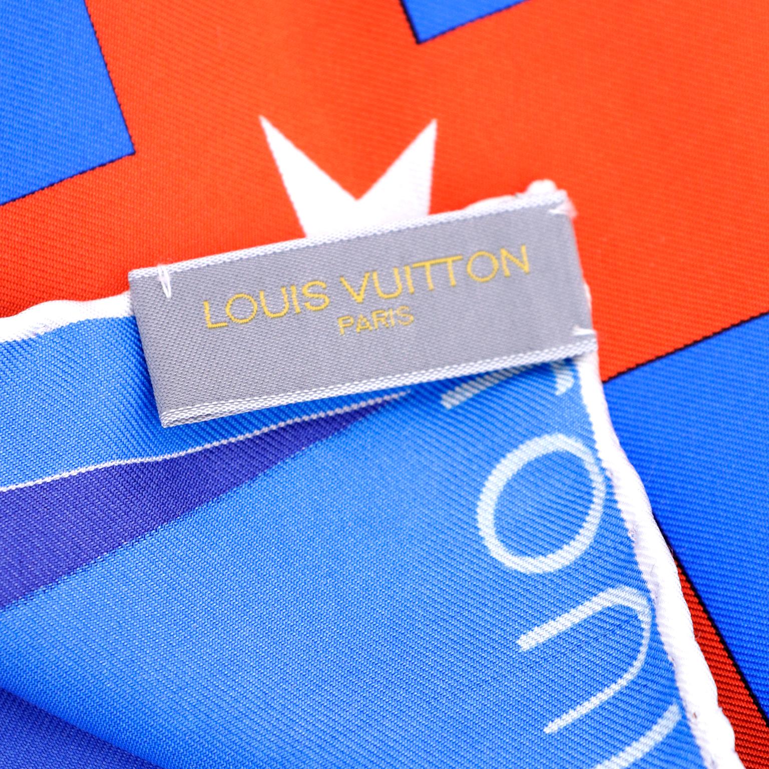 Louis Vuitton Cup 2000 Roter & blauer Seidenschal Unbenutzt in Originalverpackt im Angebot 6
