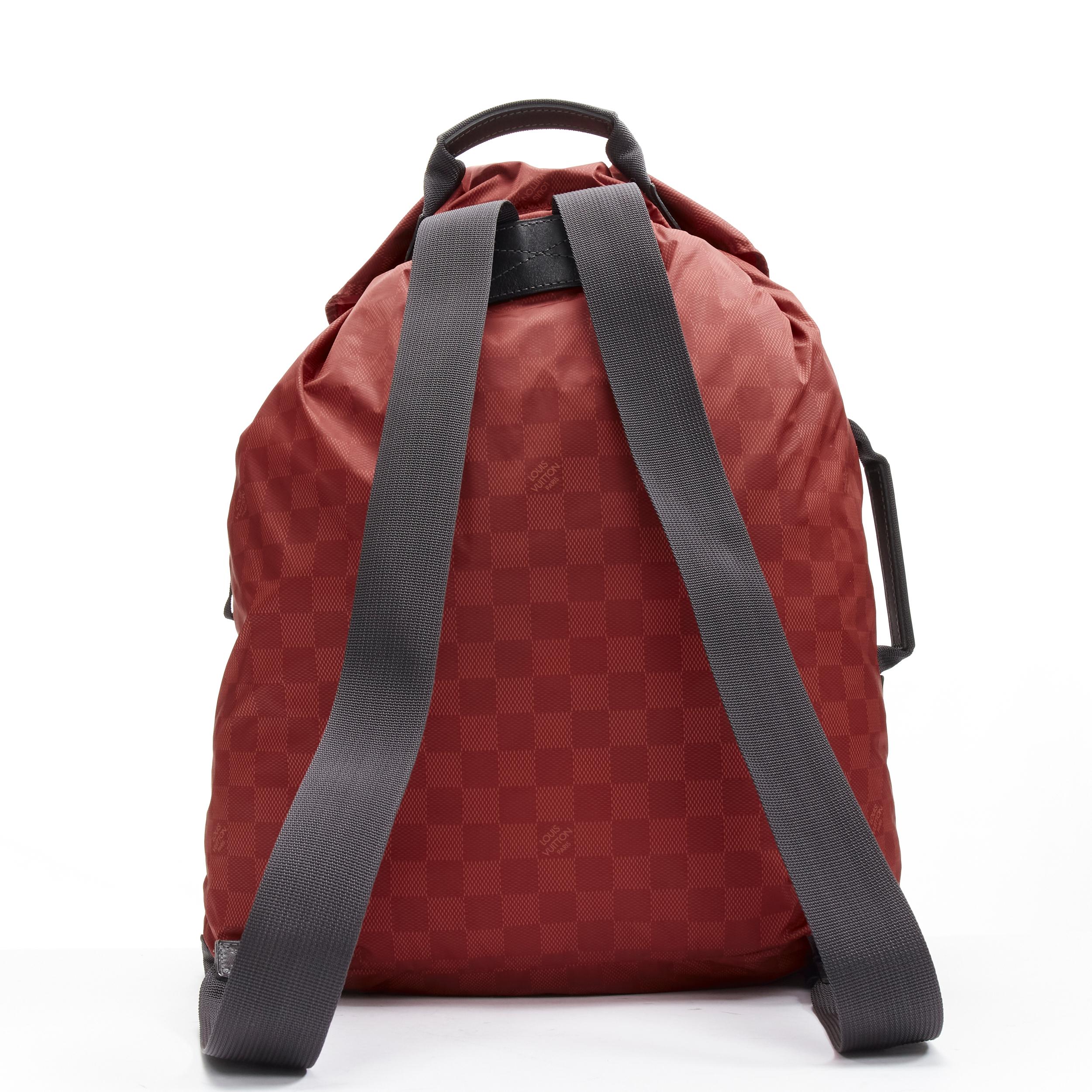 LOUIS VUITTON Cup 2012 red LV Damier nylon foldable backpack In Good Condition For Sale In Hong Kong, NT