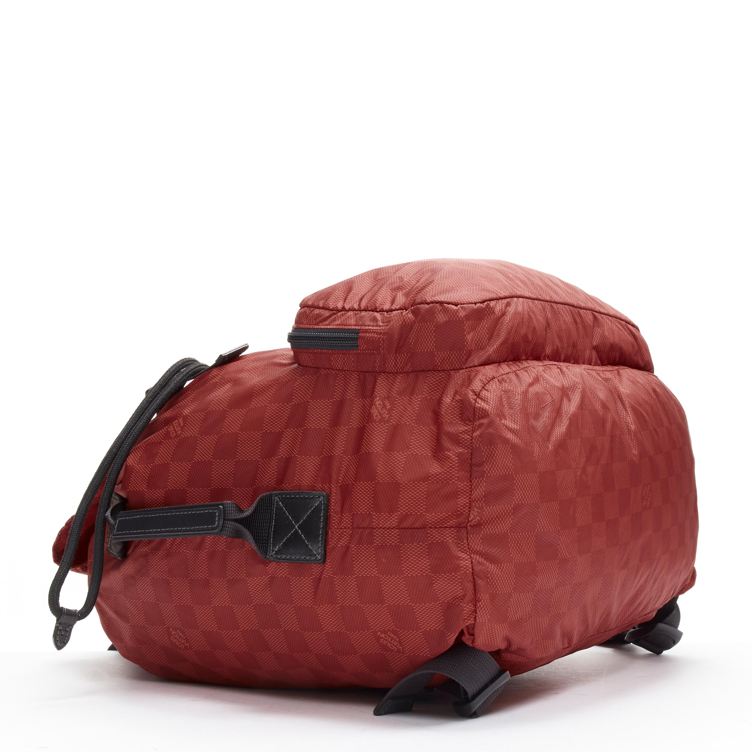 Men's LOUIS VUITTON Cup 2012 red LV Damier nylon foldable backpack For Sale