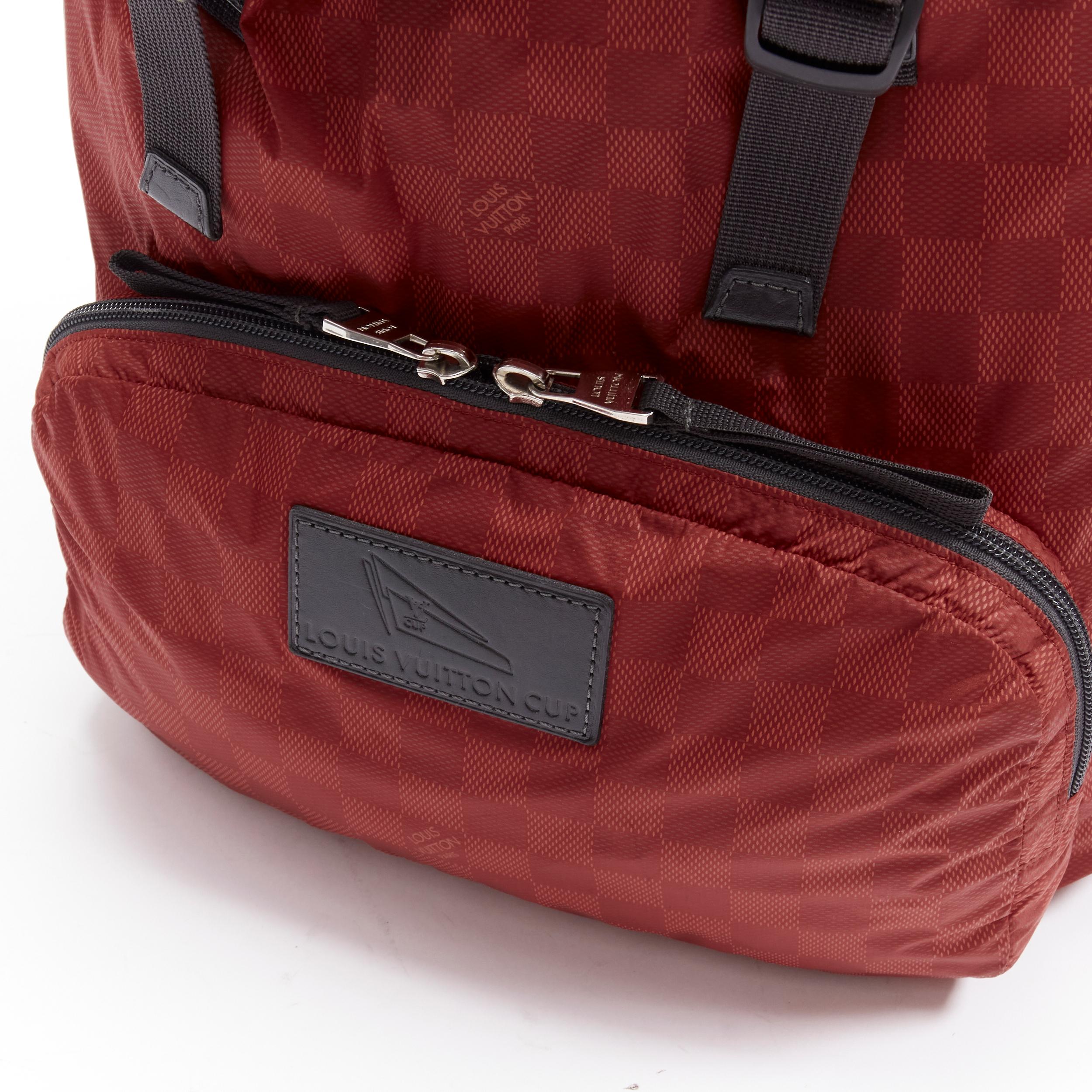 LOUIS VUITTON Cup 2012 red LV Damier nylon foldable backpack For Sale 1