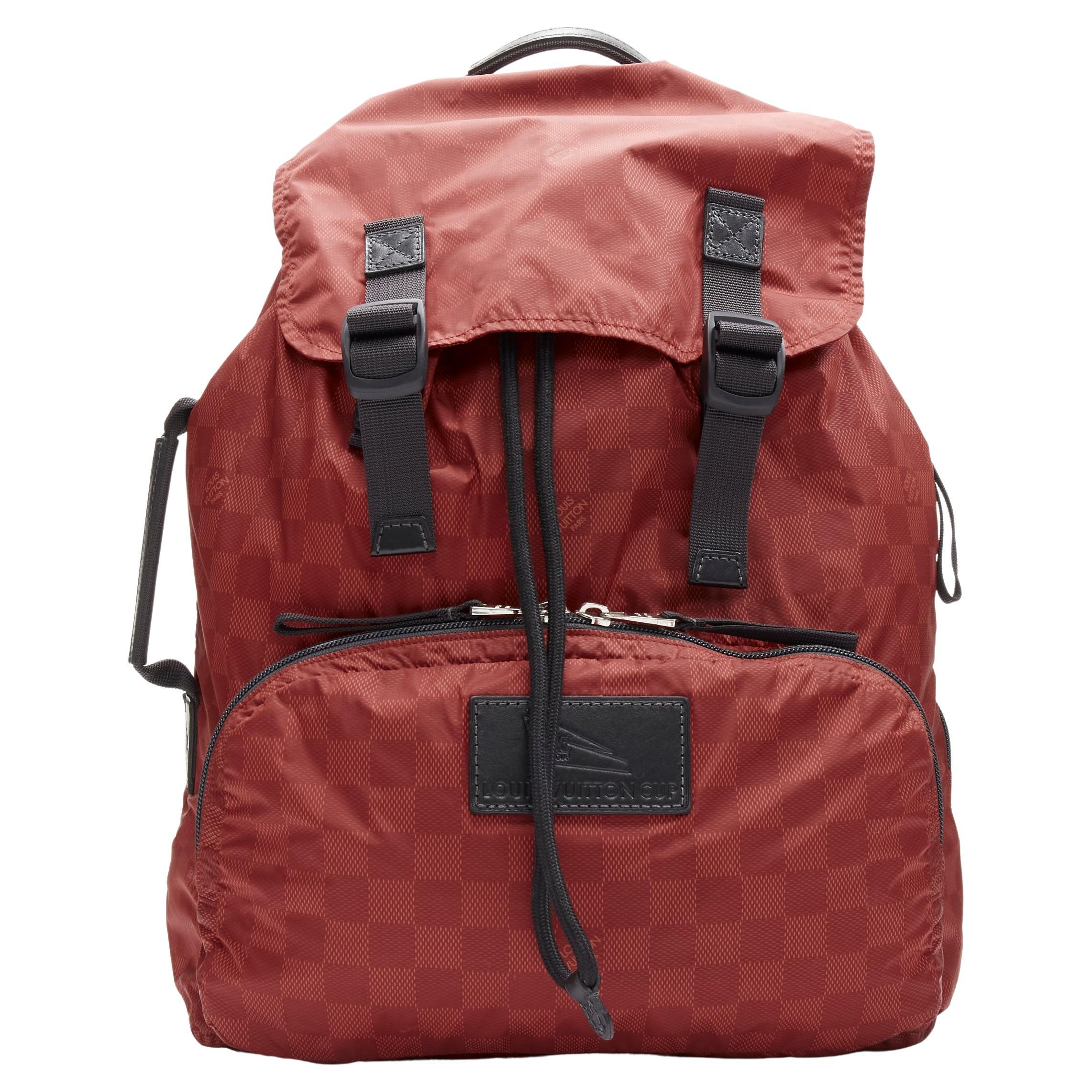 LOUIS VUITTON Cup 2012 red LV Damier nylon foldable backpack For Sale