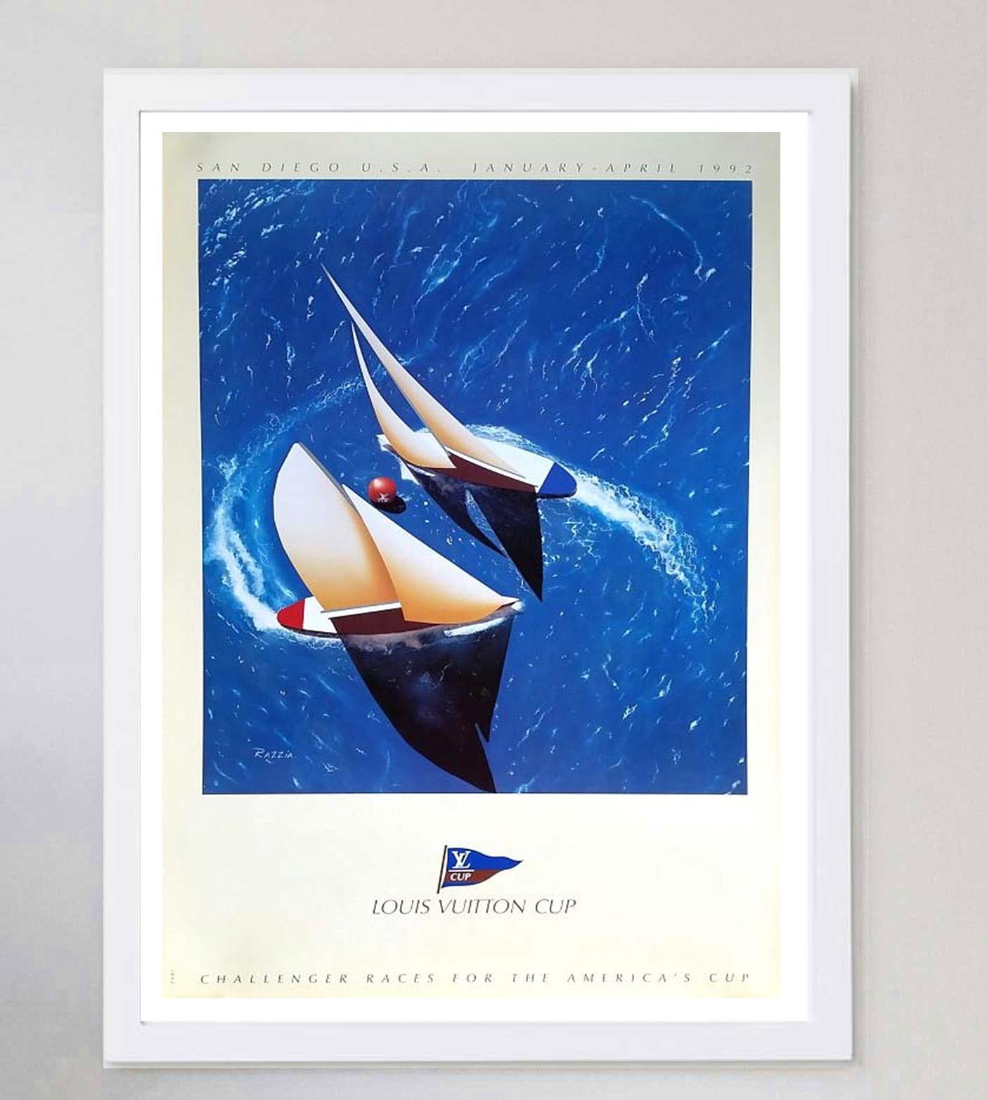 Fine XX secolo Louis Vuitton Cup San Diego 1992 - Poster d'epoca originale di Razzia in vendita