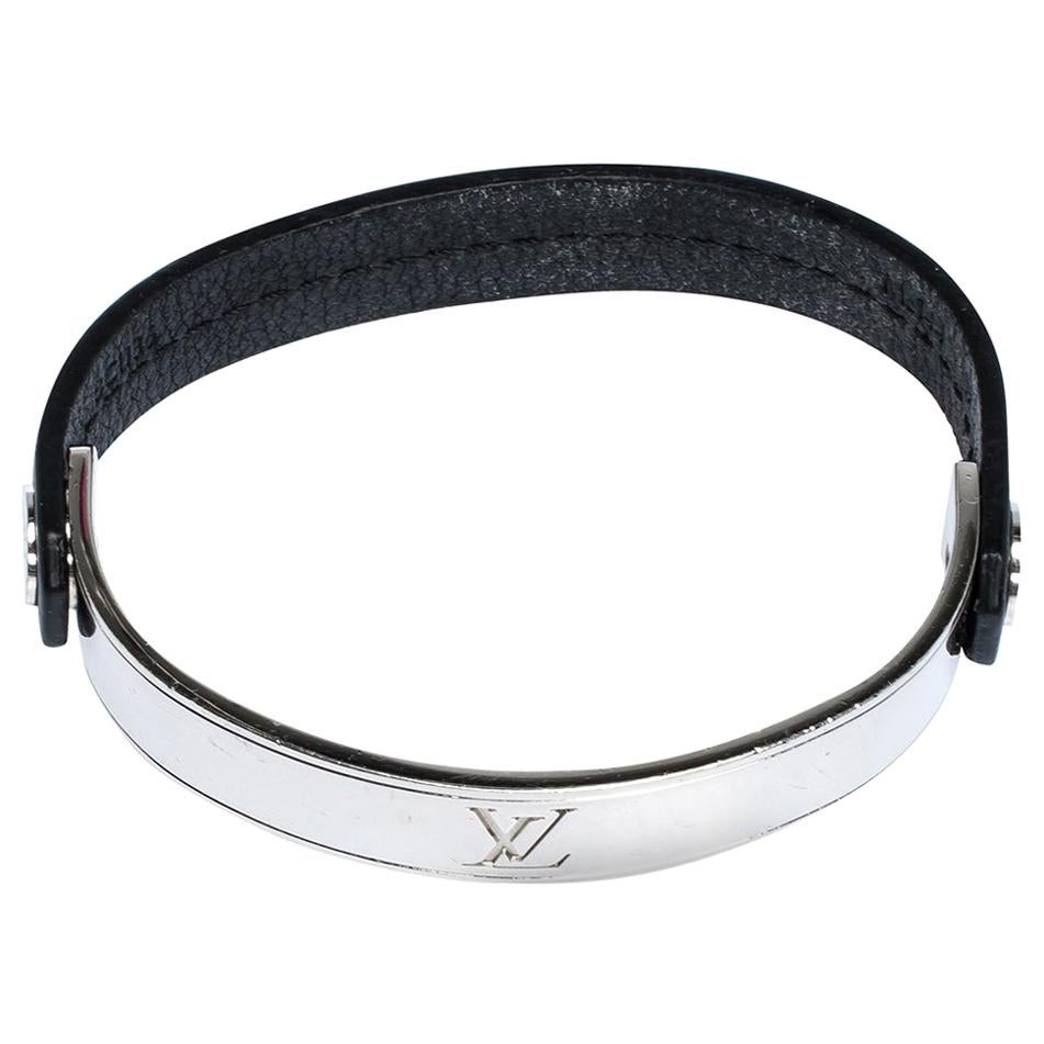 Louis Vuitton Curve it Leather Silver Tone Bracelet