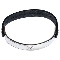 Louis Vuitton Curve it Leather Silver Tone Bracelet